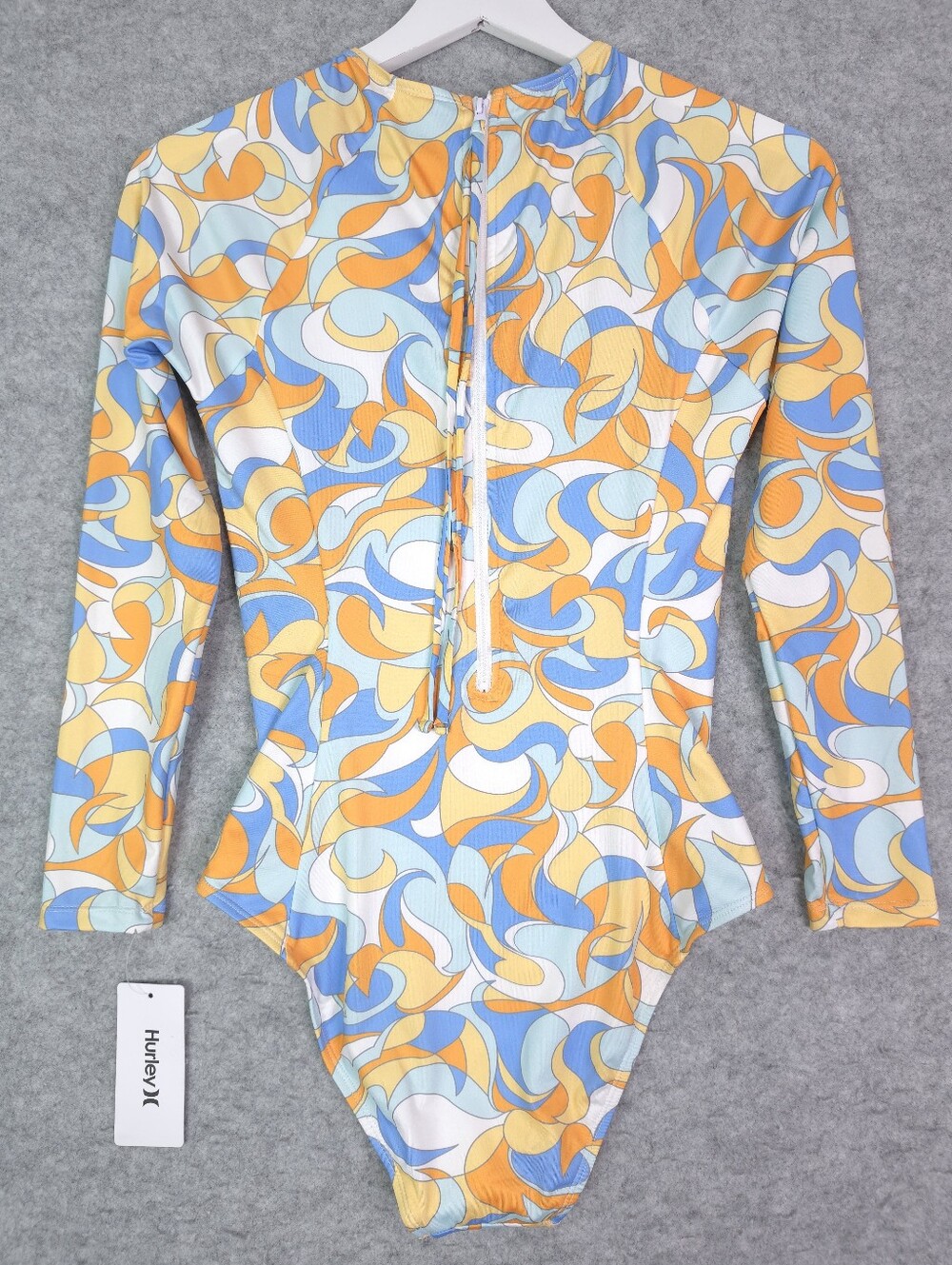 Hurley Long Sleeve Retro Surf Swimsuit - Retro Print (Blue, Orange, White) - Picture 2 of 8